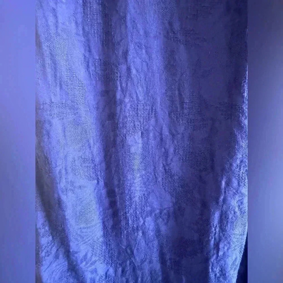 Anthropologie Navy Finley Floral Jacquard Lace-Up Linen Blend Shirt Dress 12 - Picture 10 of 16